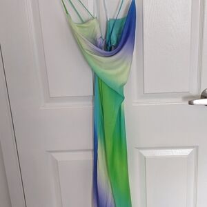 Zara tie die satin effect dress